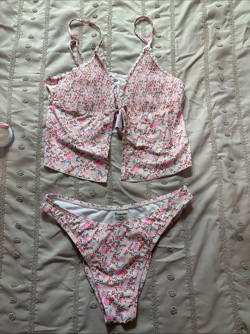 Floral Pink Smocked Bikini Set